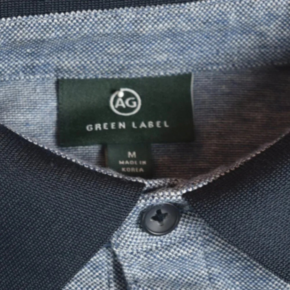 Adriano Goldschmied || AG Men's Polo Green Label Light Blue Grey Oxford  Shirt M - Picture 5 of 8